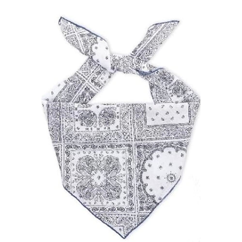 Boutique White Black Paisley Floral Cotton Bandana Boho Cottage Western NEW